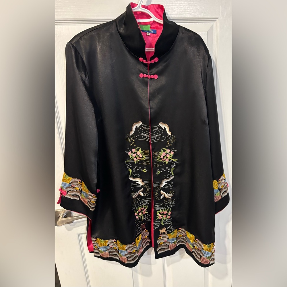 Blue Sky Beautifully Embroidered Kimono Style Jacket